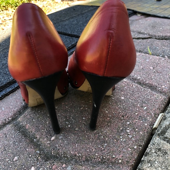 Aldo Red Leather 4” Heels Size 7 - Picture 4 of 9
